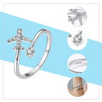 Adjustable Rings Real 925 Sterling Silver Stackable Engagement Zircon Open Size Rings For Women Jewelry big nose Official Store