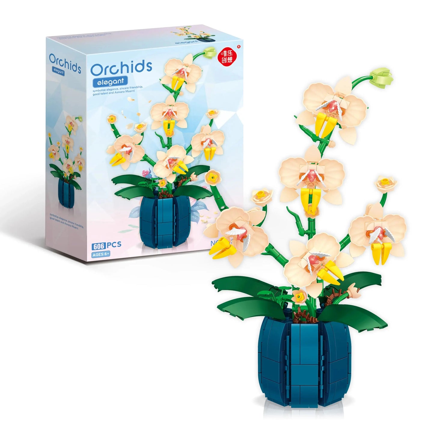 Orchid Flower Building Blocks Model Set Romantic Flowers Wildflower