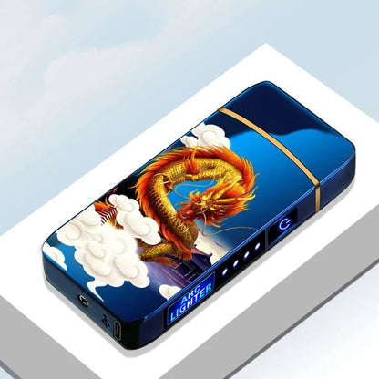 Hot Electric Windproof Metal Lighter Double Arc Flameless Plasma Rechargeable USB Lighter LED Power Display Touch Sensor Lighter Firefirefire Store