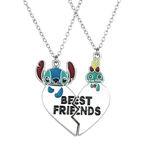 Colgantes de collares de moda Disney de Lilo & Stitch para parejas con corazón