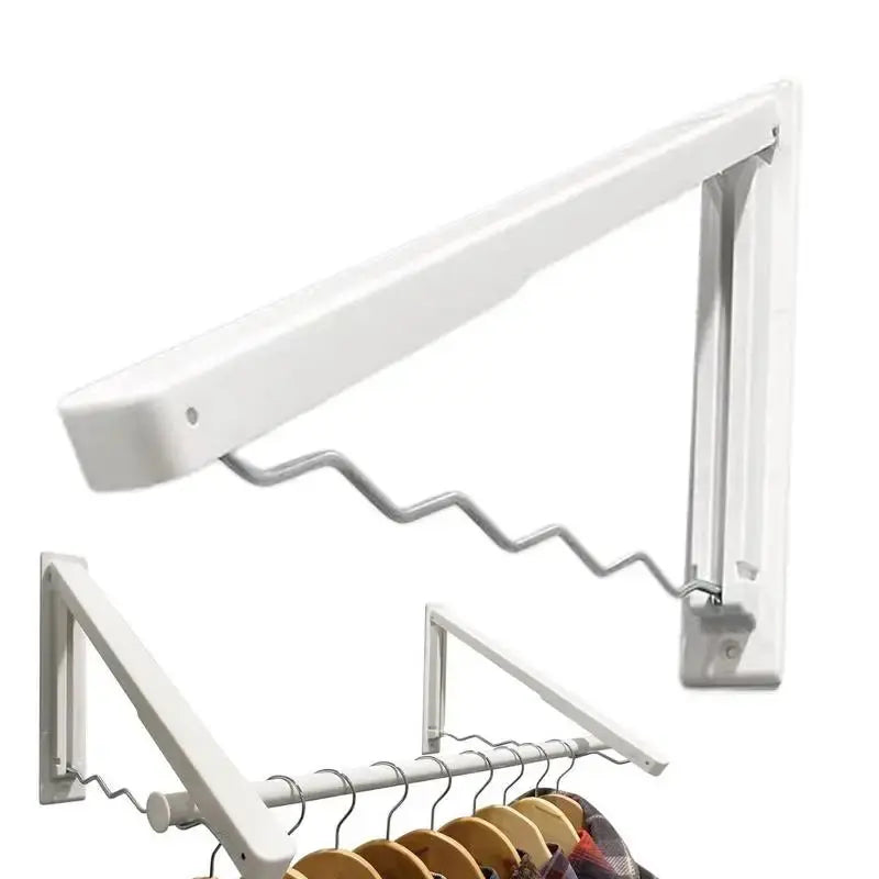 Clothes Hanger Retractable Cloth Drying Rack Folding Wall Mount Indoor
