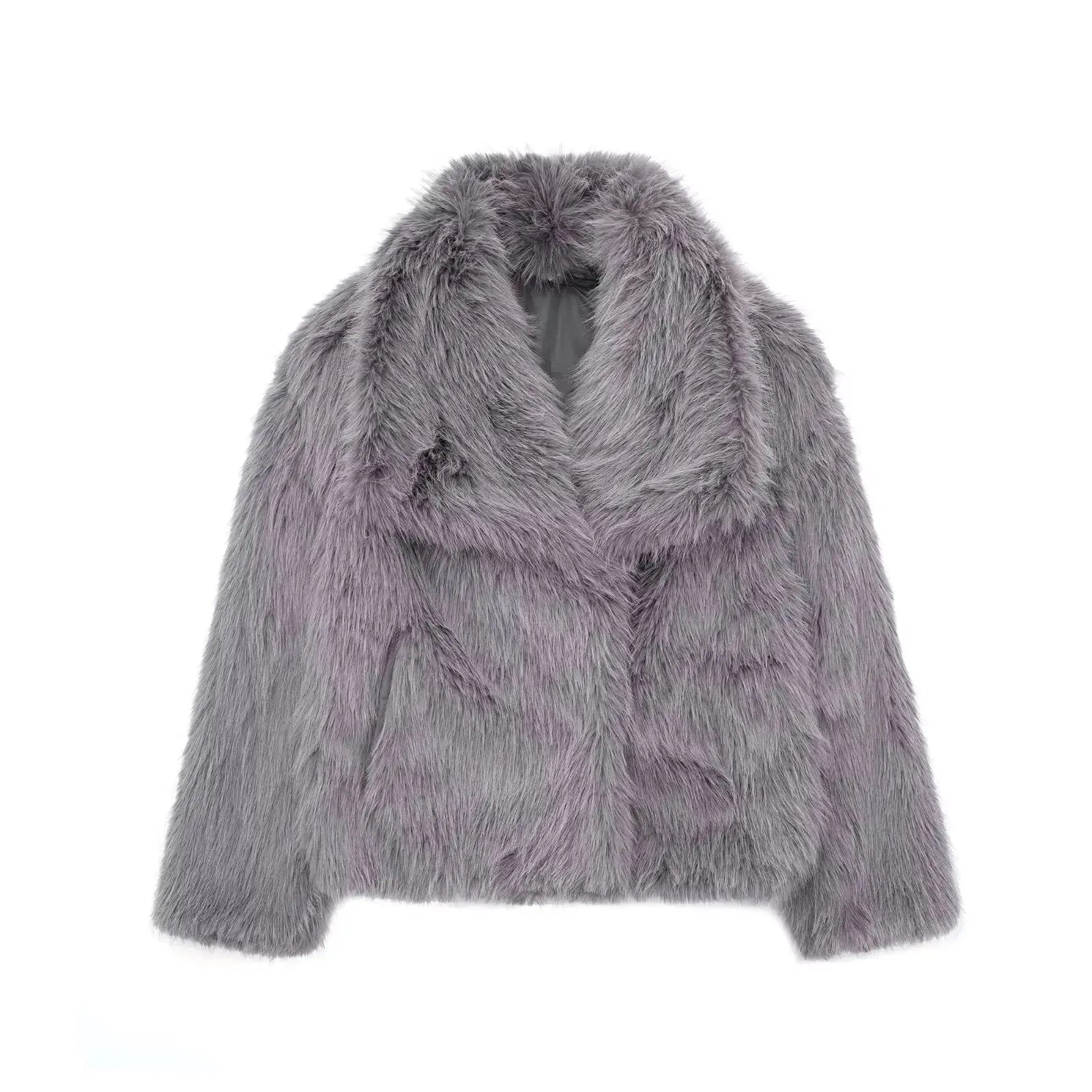 Women's Fashion Cropped Faux Fur Jacket Stone's Store
