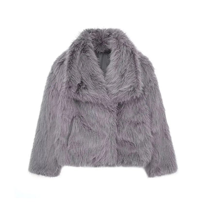Women's Fashion Cropped Faux Fur Jacket Stone's Store