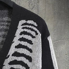 Autumn Winter Knit Sweater Coat 2023 Halloween Skull Knitted Cardigan Women Loose Female V Neck Coat Long Sleeve Tops Jacket