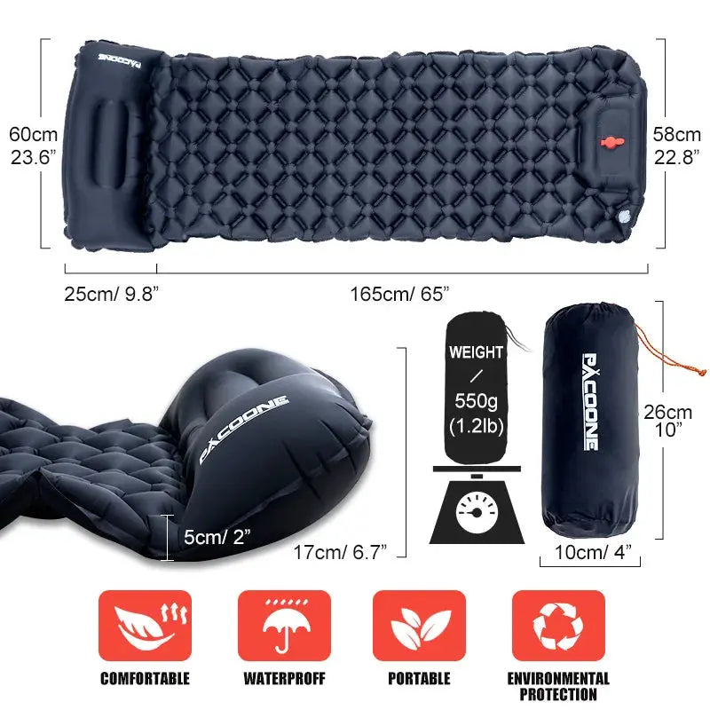 PACOONE Outdoor Camping Sleeping Pad Inflatable Mattress with Pillows AliExpress