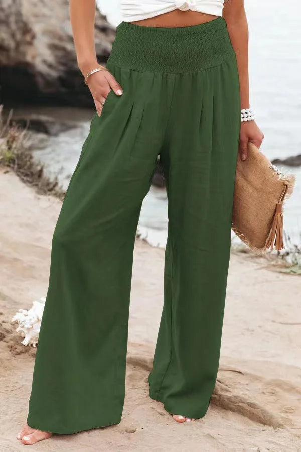 FlowEase™ Pantalones Palazzo Fruncidos 🌸✨ La Comodidad se Une a la Elegancia