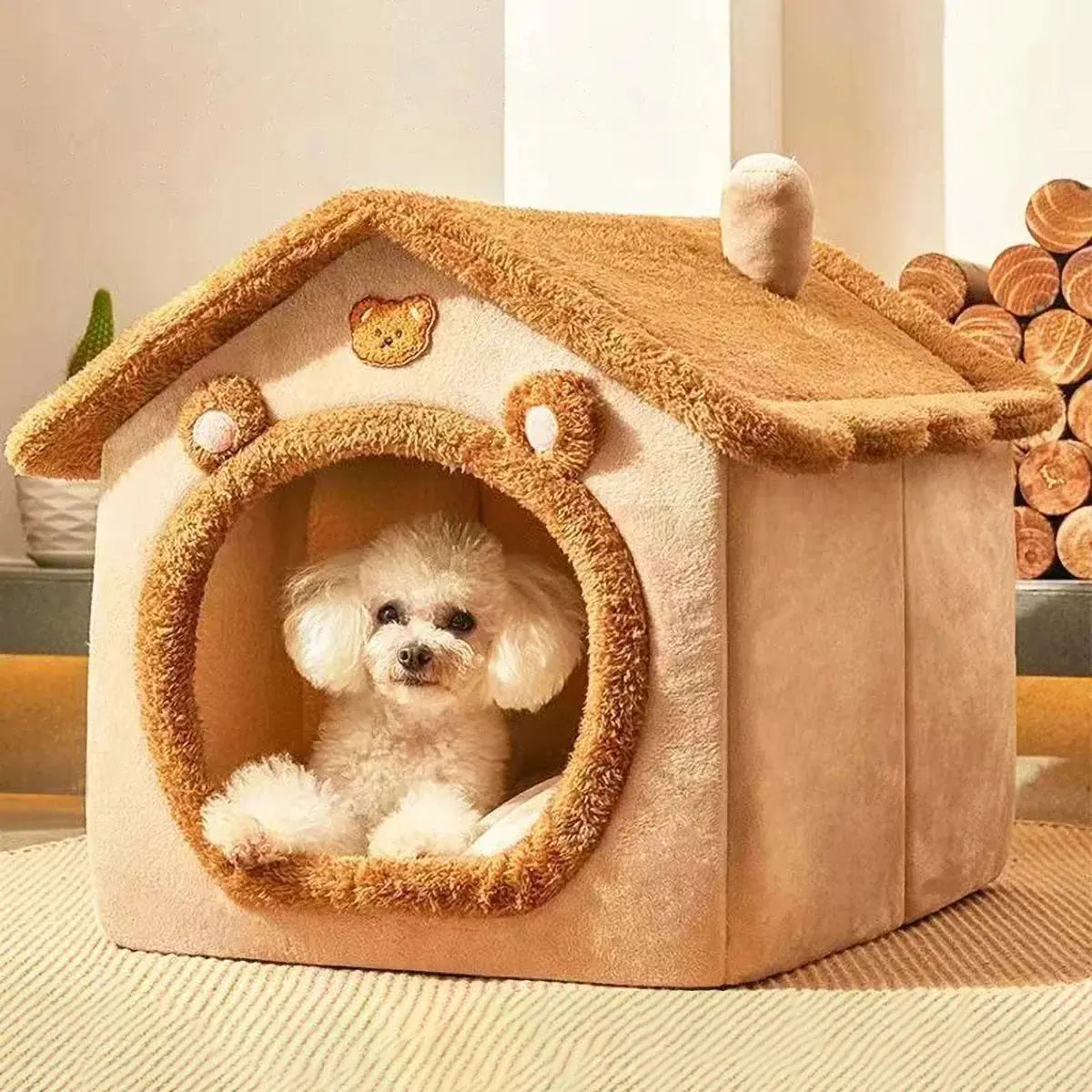 Cartoon House Pet Bed – Arctic Fleece & Plush, Removable & Washable, Ideal for Cats & Small Dogs Shop1103328158 Store
