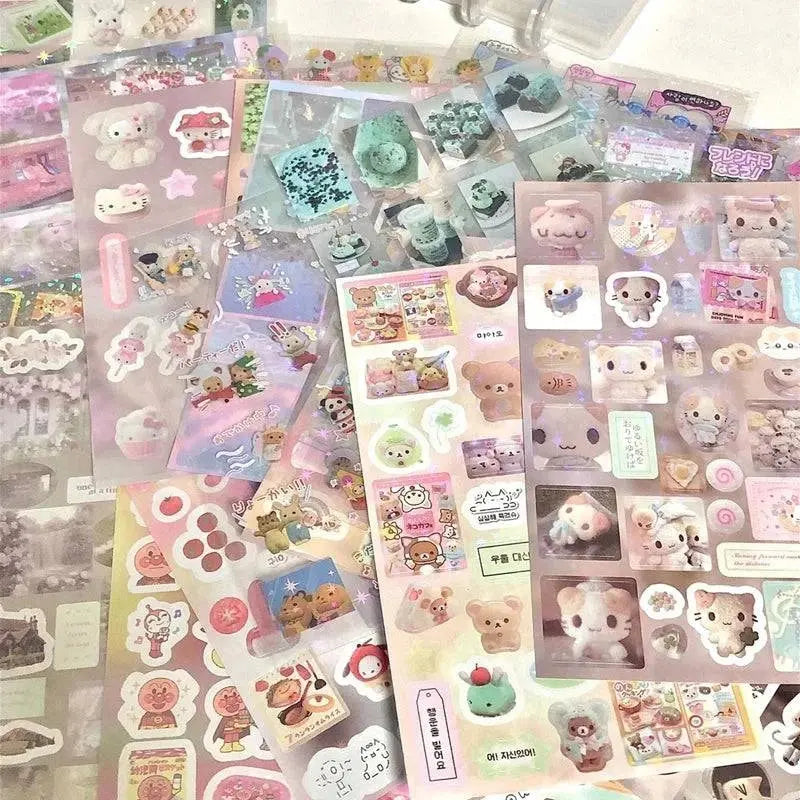 6pcs/10pcs Set Y2K Random Cute Glitter Laser Sticker for Phone Camera Luggage Journal Sticker Kawaii Decoration Sticker Gift Gamilike Store