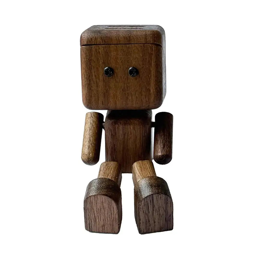 Muñeco de madera que se sacude para la consola del coche, Robot que balancea las piernas, Figura de madera hecha a mano, Difusor de aroma de madera para coche