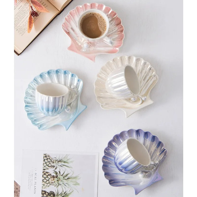 PearlShell™ Teacup Set 🐚🤍 Sip in Coastal Luxury