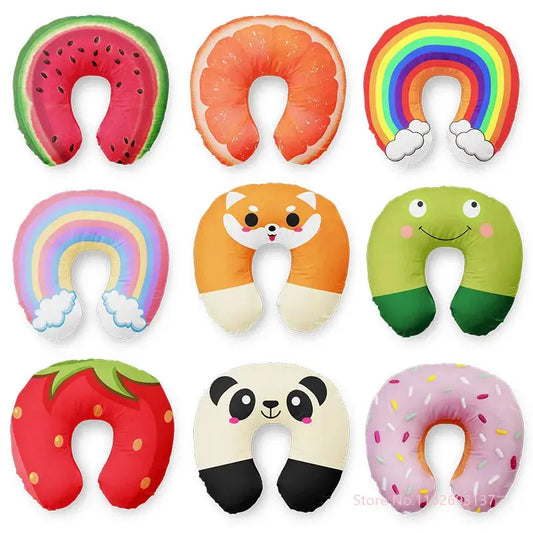 Cute Cartoon INS Style Travel Neck Pillow U-Shaped Panda Rainbow Cloud