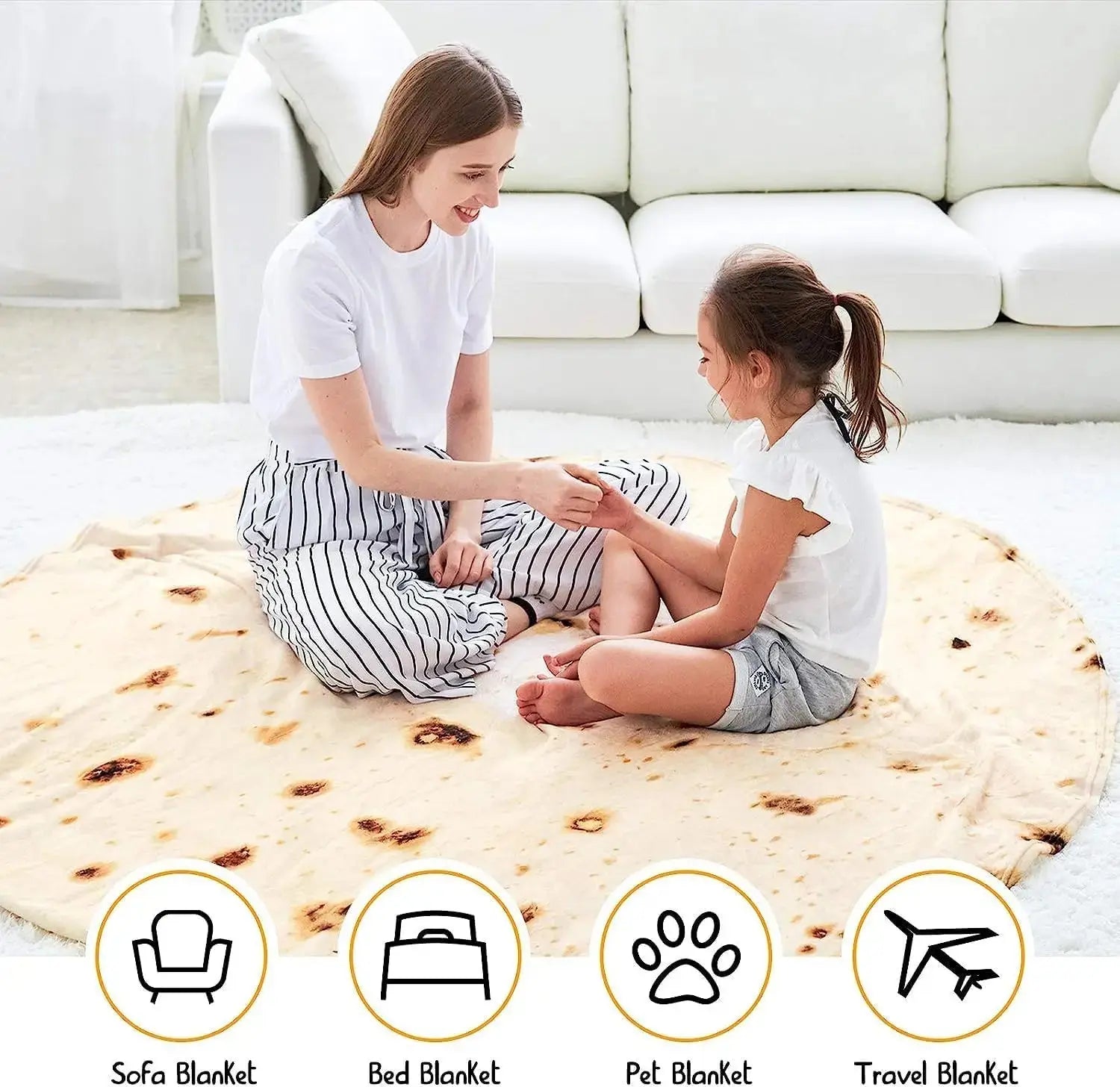 Tortilla Burrito Blanket for Adult Men Women Funny Novelty Gag Food Throw Blanket Trendy Stuff Flannel Taco Wrap Blanket  Decor( Shop1104298725 Store