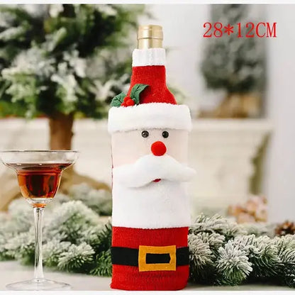 View details for Christmas Snowman Wine Bottle Cover Set Santa Claus Bottle Sweater 
