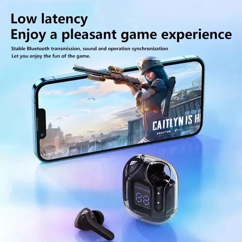 TWS Wireless Bluetooth Earphone Noise Canceling HiFi Stereo Sport Headphones with Digital Display Transparent Charging Case Lauzudan Global Store