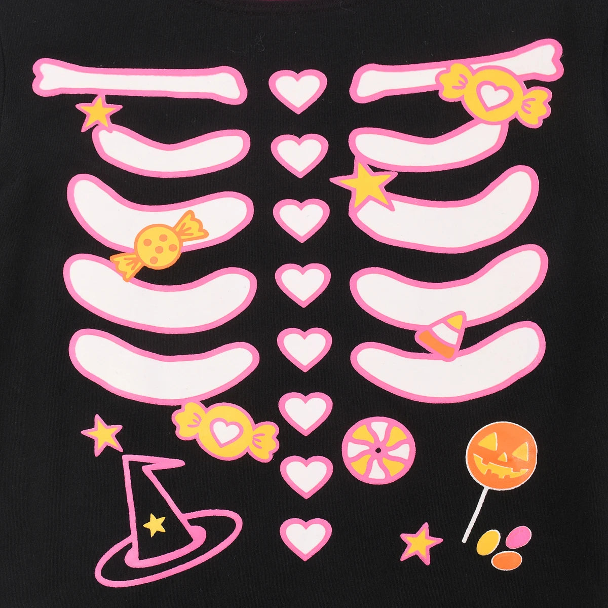 Halloween Luminous long-sleeved and long-pants pajama set for girls, suitable for girls aged 2 to 9