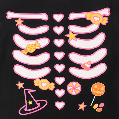 Halloween Luminous long-sleeved and long-pants pajama set for girls, suitable for girls aged 2 to 9