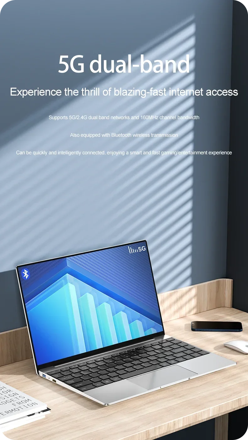 14.1"Ultra Slim Laptop 16GB RAM 2TB SSD Intel N3700 Notebook Gamer 1920*1080 Display Office Study Computer PC Windows 11 Pro