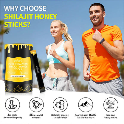 【BIYODE】Shilajit Honey Sticks - 100% Pure Natural Energy Boost Stick - 1.76 Oz Stick