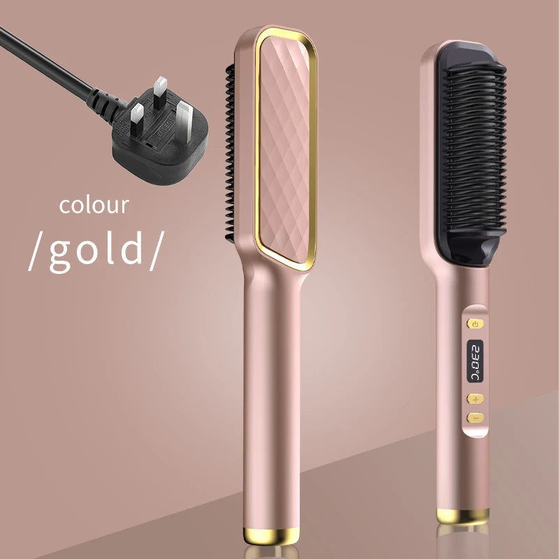 Electric Hot Comb Multifunctional Straight Hair Straightener Comb Negative Ion Anti-Scalding Styling Tool Straightening Brush Stone's Store