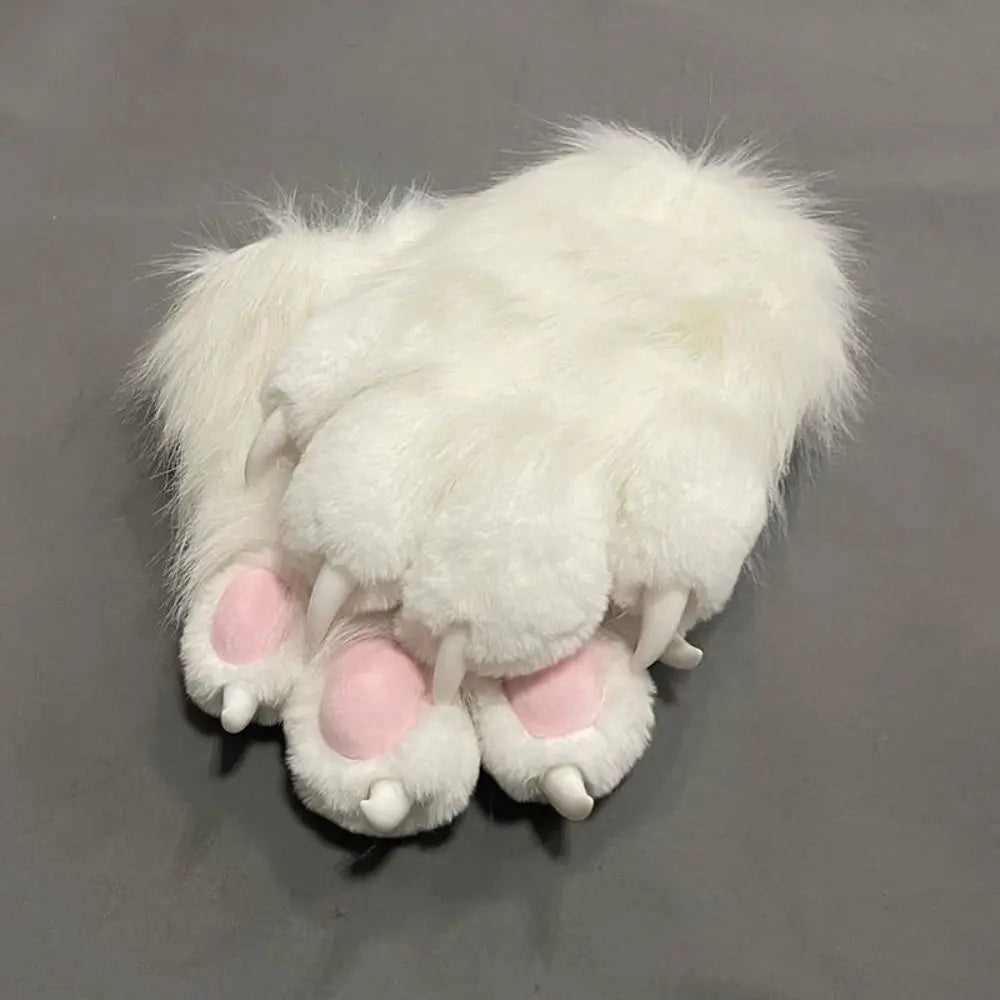 Guantes Kawaii de dibujos animados para disfraz, peludos, de piel, Kigurumi, de felpa, con patas de gato, guantes gruesos y cálidos con garras de gato, regalos