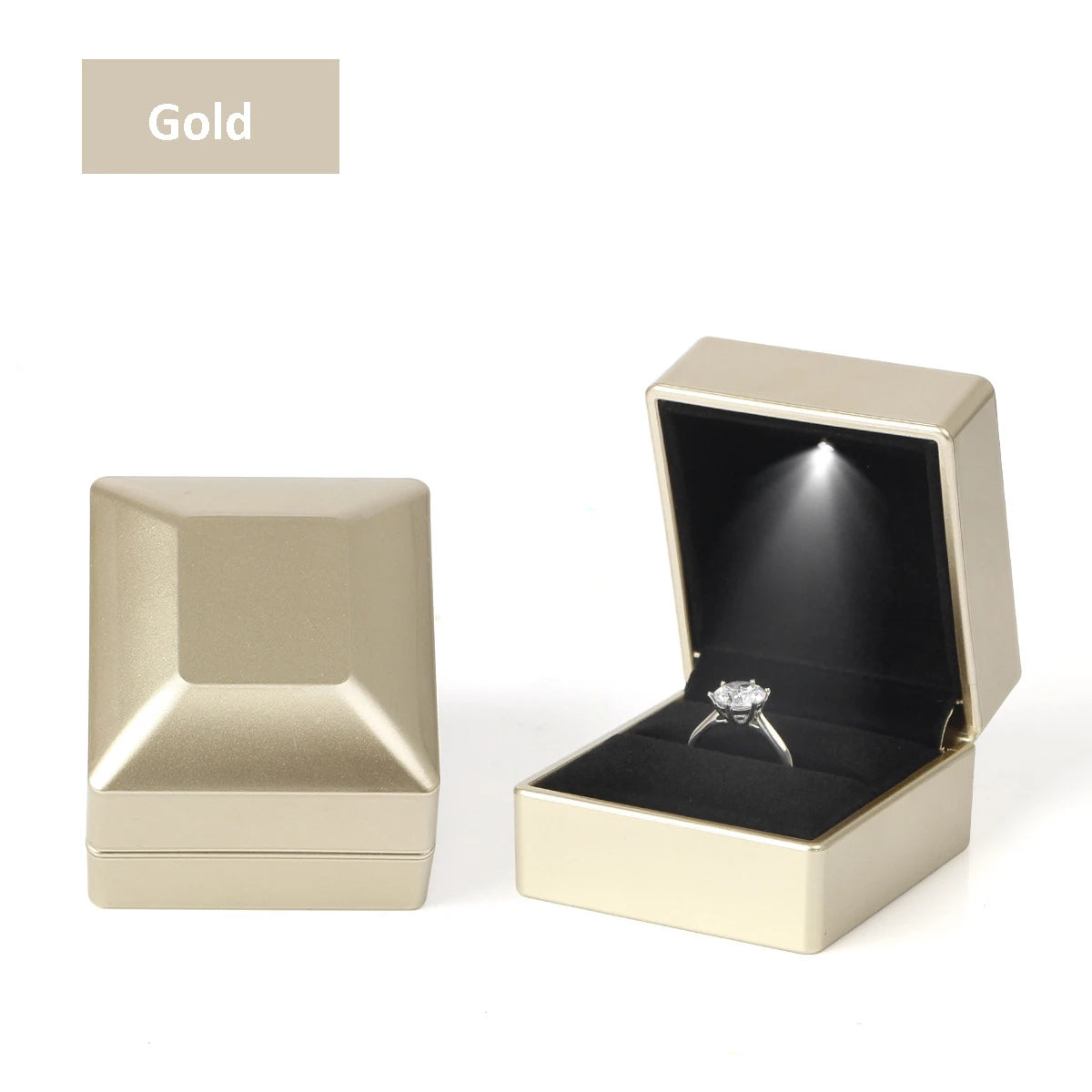 LED Jewelry Ring Box with Llight Luxury Crown Earrings Pendant Storage Display Proposal Wedding Gift Box Jewelry Organizer Box