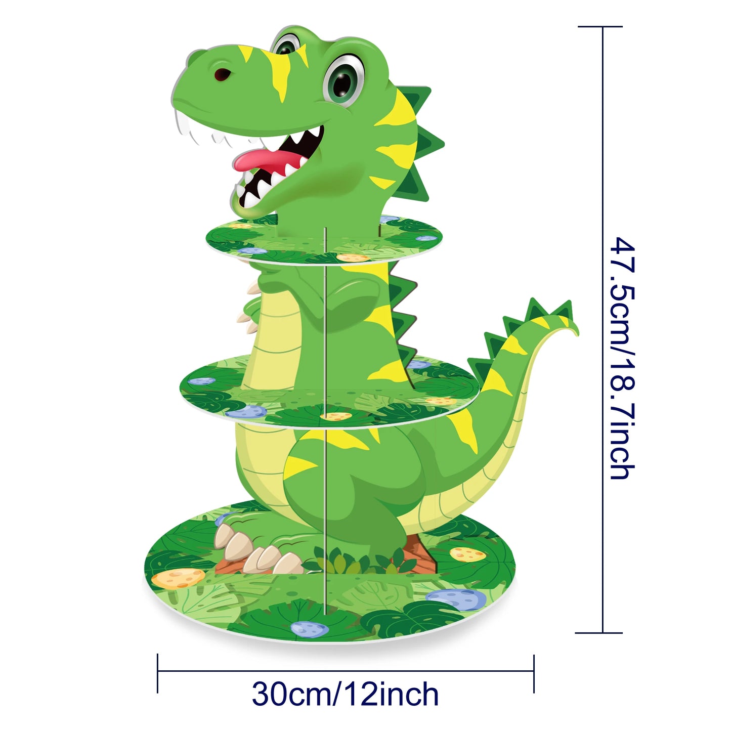 Kids Cartoon Dinosaur Birthday Party Cake Display Stand and Cake Toppers Baby Shower Party Cupcake Rack Holder Cake Supplies
