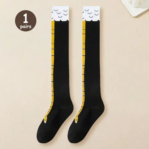 1/2/5 Pairs Women Knee High Socks Trendy Cartoon Funny Chicken Claw AliExpress