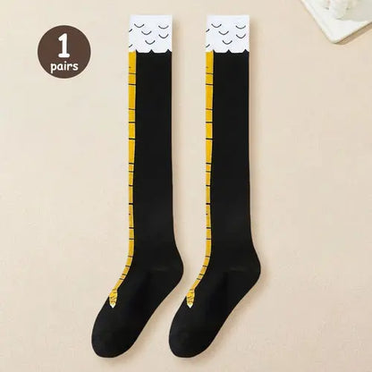 1/2/5 Pairs Women Knee High Socks Trendy Cartoon Funny Chicken Claw AliExpress