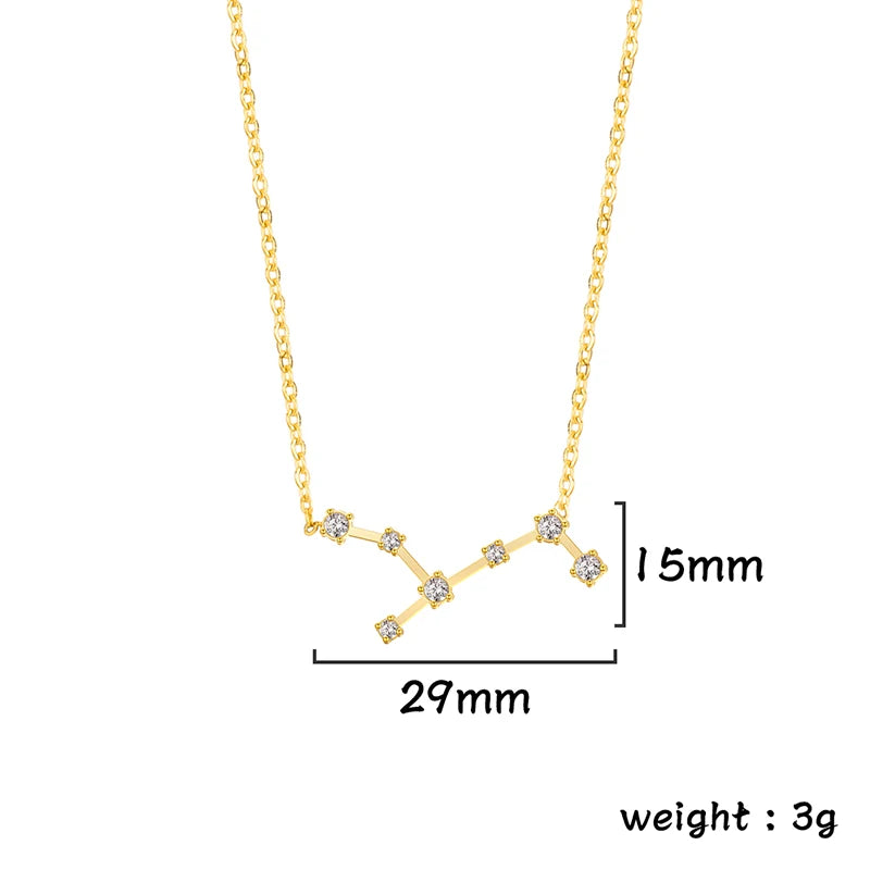 Lucktune Zircon Constellation Pendant Necklace Libra Virgo Zodiac Necklace for Women Stainless Steel Birthday Jewelry Gifts 2025 lucktune Official Store