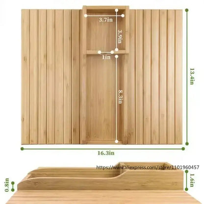 Couch Cup Holder Natural Anti-Slip Bamboo Sofa Armrest Tray Foldable