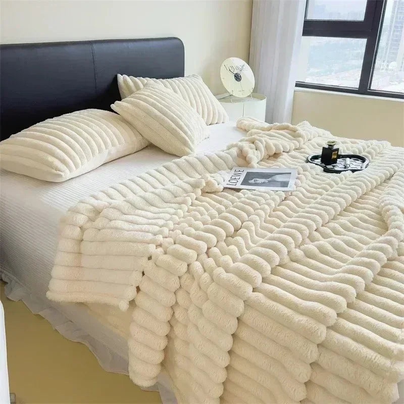 Snuggle Up in Softness: Coral Fleece Bunny Plush Blanket Shop1102735123 Store