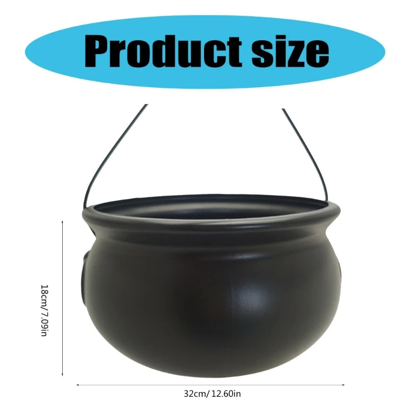 Oversized Witches Cauldron Kettle Candy Container 12" Sweets Bowl Bucket Halloween Party Accessories and Decoration