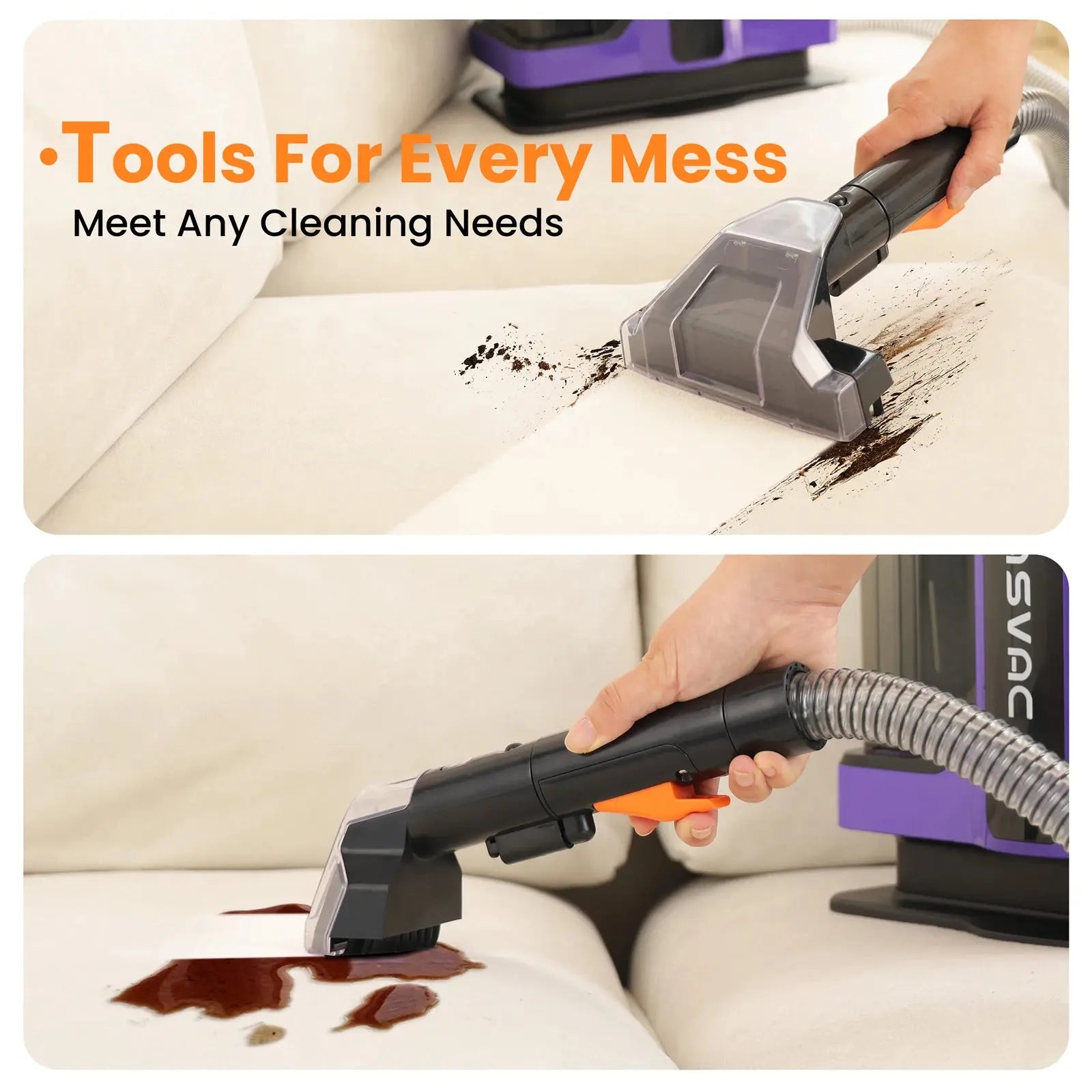 TASVAC C7 Portable Carpet & Upholstery Cleaner Machine, Spot And Stain Deep Cleaner With Two Brushes & Remover Formula For Pets, Inselife Store