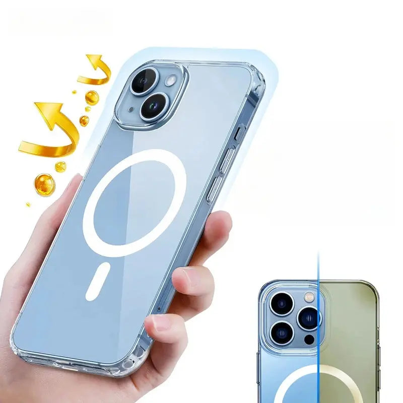 Funda de TPU+PC para iPhone 16 15 Pro Max 14 Plus 13 Transparente Magnética