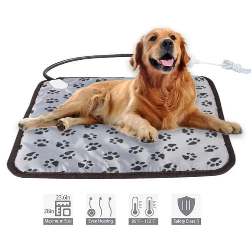 3-speed Adjustable Heating Pad For Dog Cat Power-off Protection Pet Electric Heated Warm Mat Bed Waterproof Bite-resistant Wire Lucky Home Store Store