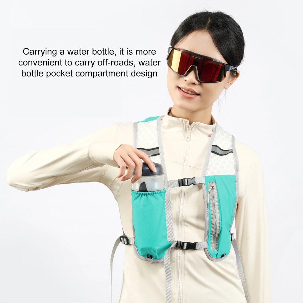 Chaleco de hidratación ligero para correr con botella de agua, chaleco reflectante con mochila de hidratación para el pecho con soporte para teléfono, chaleco de ciclismo