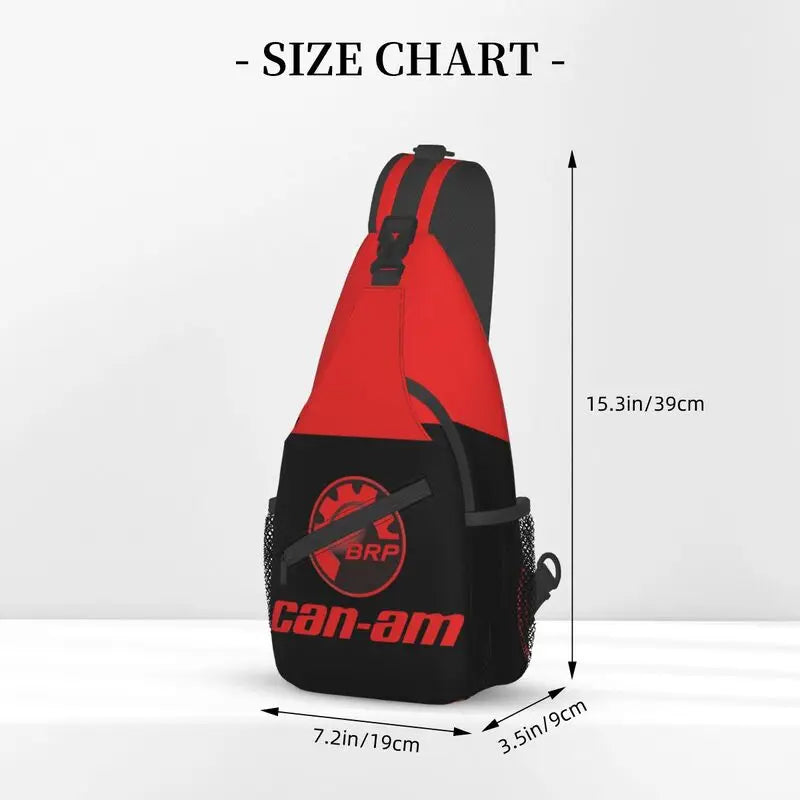 Bolso cruzado de pecho rojo y negro, duradero con correa ajustable y alta capacidad de almacenamiento