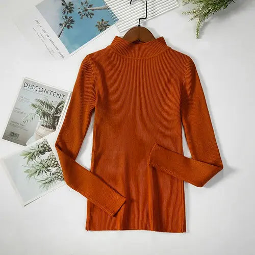 Women Turtleneck Sweater Knitted Soft Pullovers cashmere Jumpers Basic