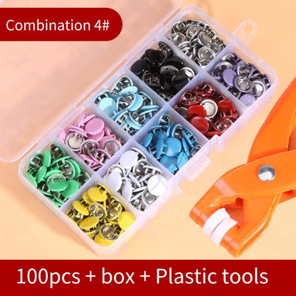 Snap Button Kit with Hand Pliers – 50pcs Metal Snaps for Sewing Stone's Store