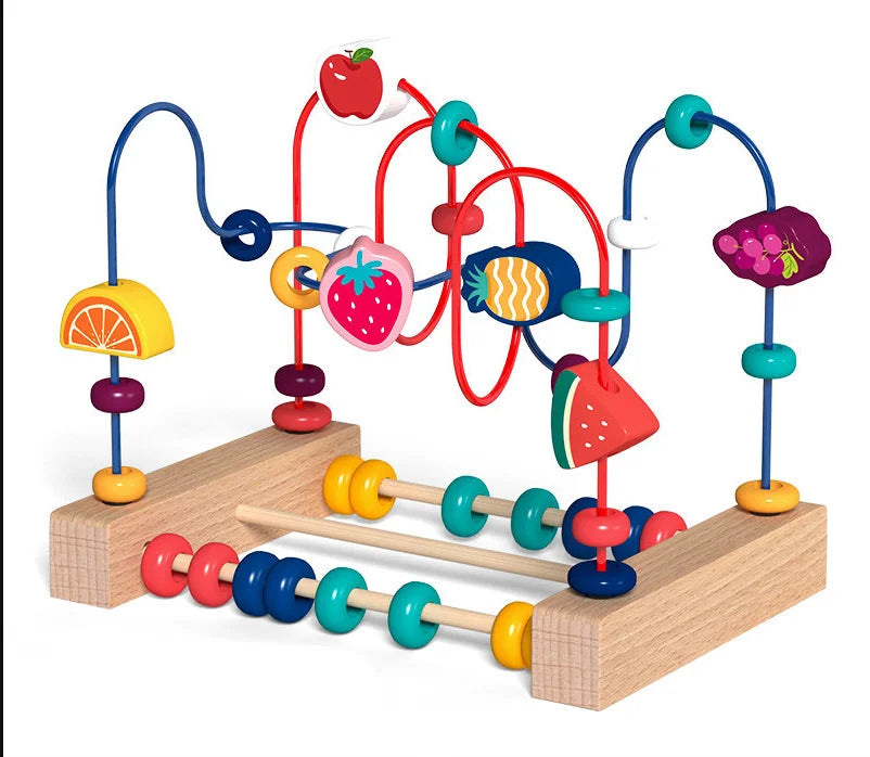 Montessori Wooden Roller Coaster Bead Maze for Toddlers Laime Store