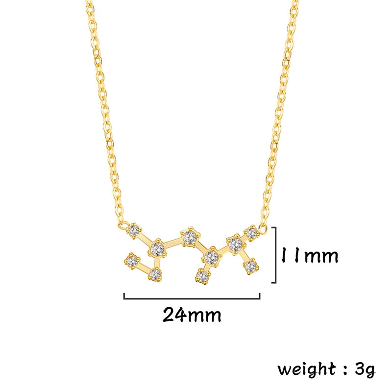 Lucktune Zircon Constellation Pendant Necklace Libra Virgo Zodiac Necklace for Women Stainless Steel Birthday Jewelry Gifts 2025 lucktune Official Store
