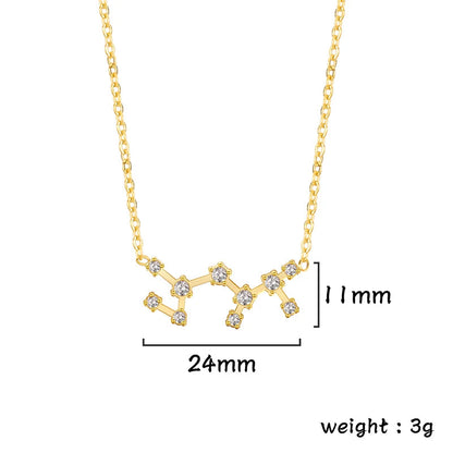 Lucktune Zircon Constellation Pendant Necklace Libra Virgo Zodiac Necklace for Women Stainless Steel Birthday Jewelry Gifts 2025 lucktune Official Store