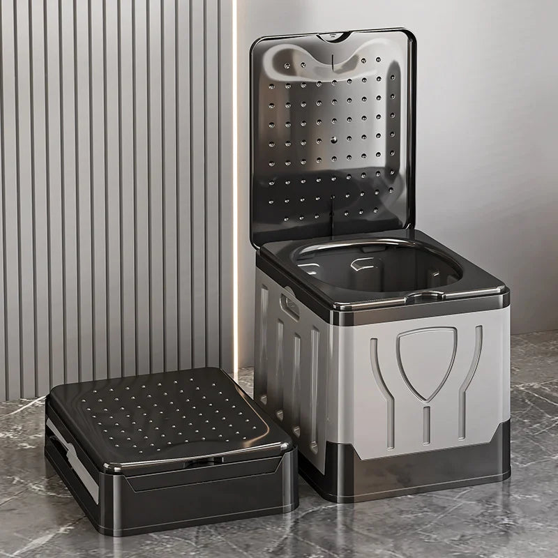 Portable Outdoor Toilet 4-in-1 Car Bucket Reusable Trash Foldable Odor-Proof Emergency Toilet for Camping Road Trips Caravan