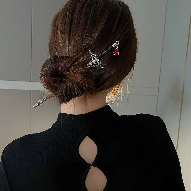 Sword Hairpin Headdress For Women Girls Chinese Style Vintage Hair Sticks DIY Hairstyle Ponytail Holder Hair Accessories Jewelry Stone's Store