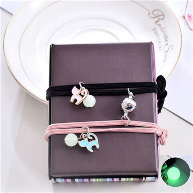 Luminous Beads Star Couple Bracelets For Women Men Charm Cat Flower Heart Key Lock Cross Matching Bracelets dropshipping-A Store