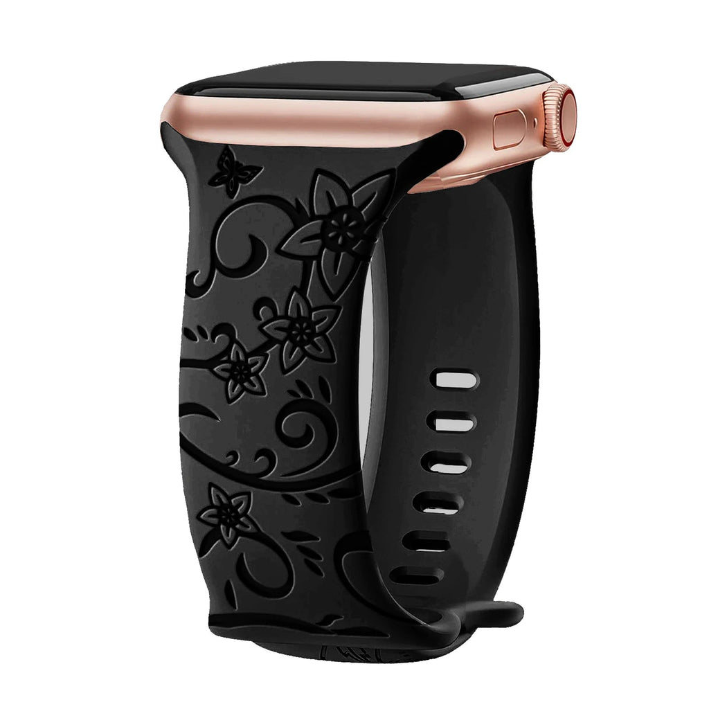 Levo Floral Engraved Silicone Band Personalized Strap Store