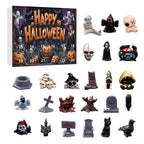 24Pcs Ghost Pumpkin Figurines Halloween Advent Calendar Box Resin Spooky Black Car Bat Ornaments Countdown Calendar Surprise Box
