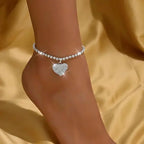 1PC Women's Simple and Premium Copper Inlaid Water Diamond Love Foot