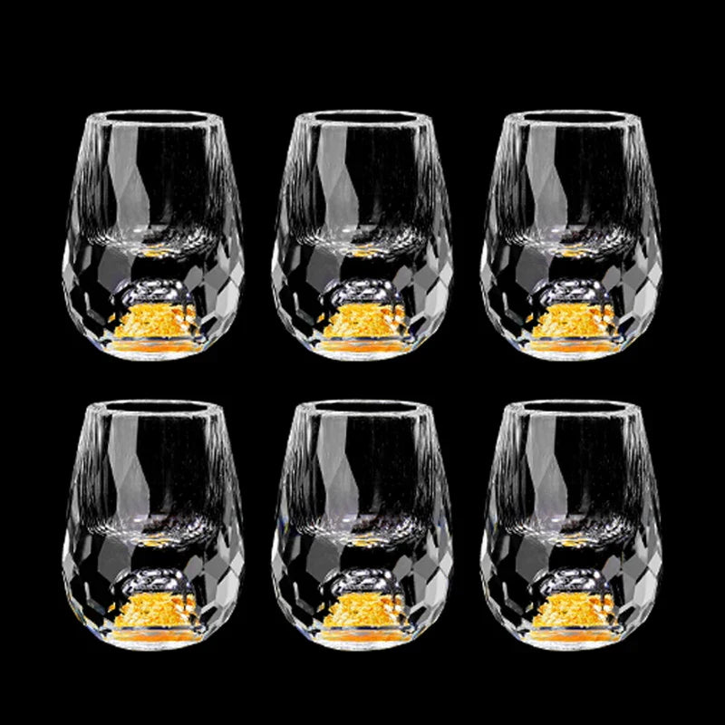 Luxury Crystal Glass Vodka Sake Liqueur Gold Foil Glass Beautifu Store