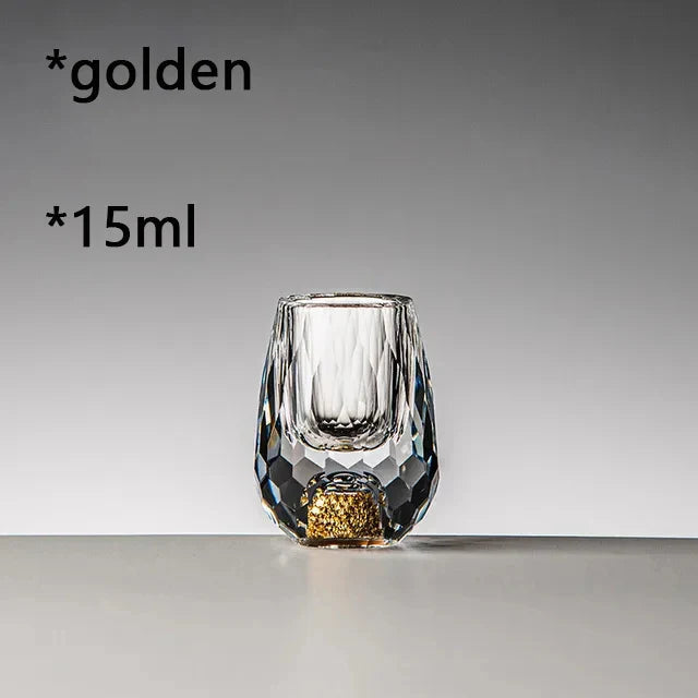 Luxury Crystal Glass Vodka Sake Liqueur Gold Foil Glass Beautifu Store